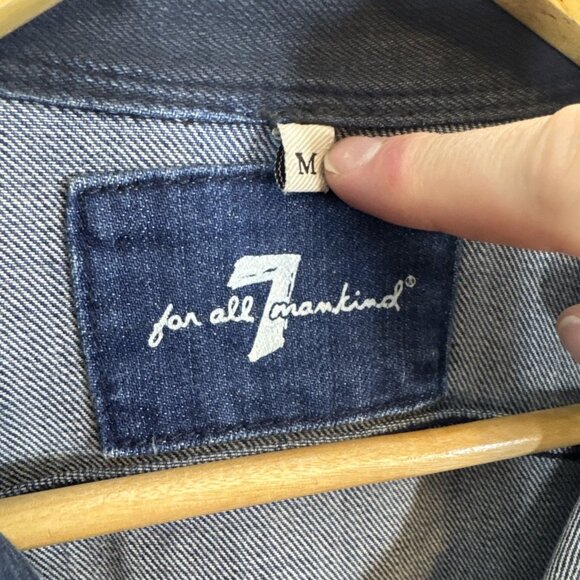 7 For All Mankind Denim Jacket Men Medium Trucker Dark Wash USA Made - Picture 4 of 9